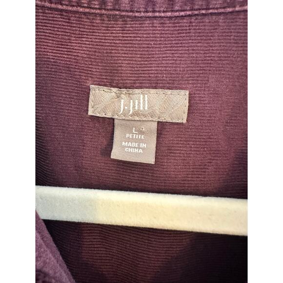 J. Jill Corduroy Button Down Shirt Purple Long Sleeve Lagenlook Layering Large - Picture 4 of 8